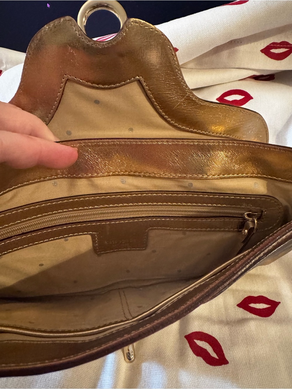 Vintage Kate Spade gold and copper Sutton Metallic leather disco shiny Y2K Rare - Picture 7 of 11